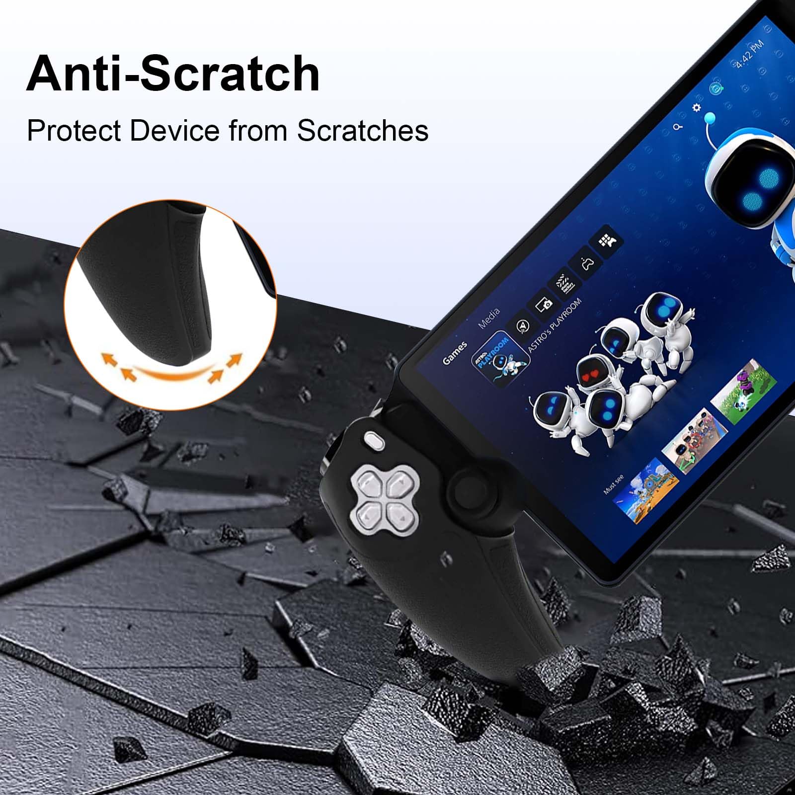 QULLOO Funda Compatible con Sony PS5 PlayStation Portal, Anti-Deslizante Anti-arañazos Carcasa de Silicona Protección Case Cover - Negro