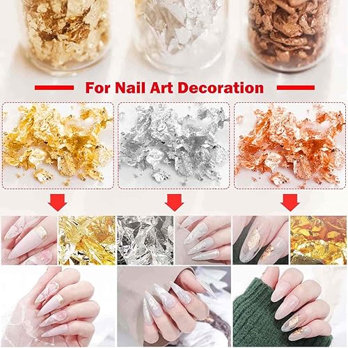 Vista 13 de PAXCOO - Escamas de lámina dorada para resina, copos de lámina dorada de imitación para uñas, pintura, manualidades, limo y fabricación de joyas