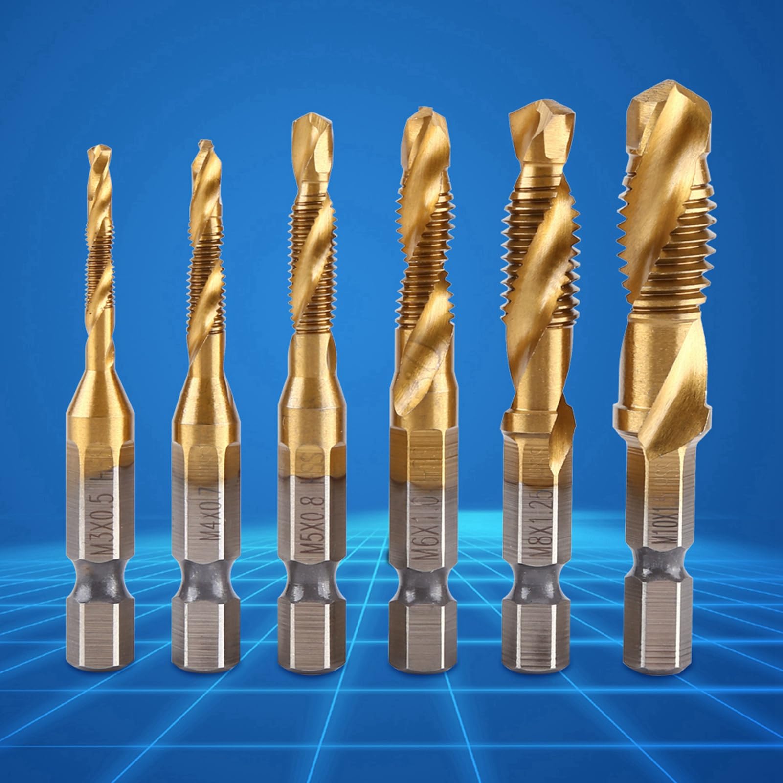 QUANHAO 6 stks HSS Countersink Tap Boor Set, Combinatie Hex