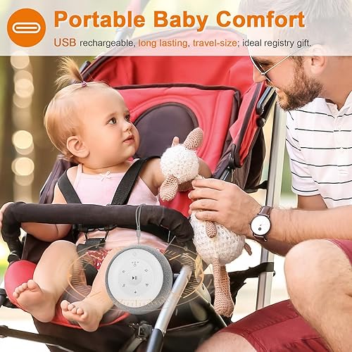 Miniatura 5 de Máquina de sonido portátil para bebé con luz nocturna, máquina de sonido de ruido blanco con 28 sonidos relajantes para niños y adultos durmiendo,