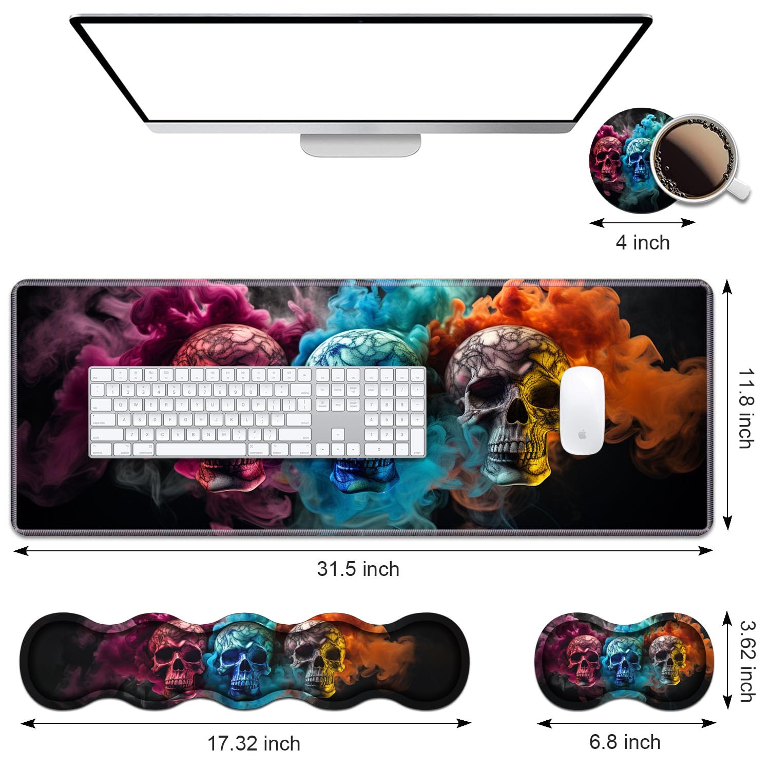 Ergonomic Keyboard Wrist Rest & Mouse Pad Wrist Rest Set, Large XXL Gaming Desk Mat 31.5