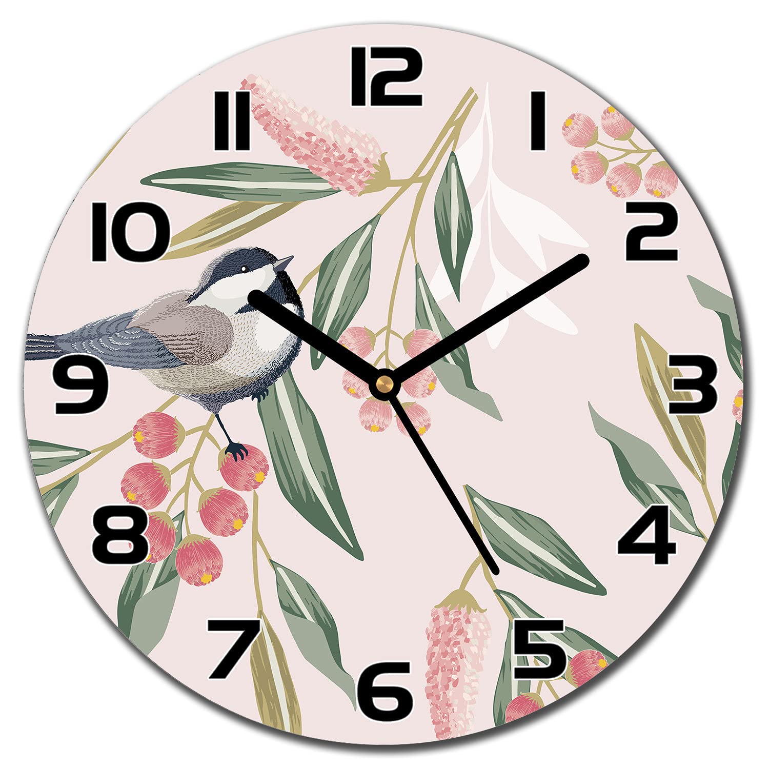 Horloge en verre murale de 30 cm imprimée moderne pour salon