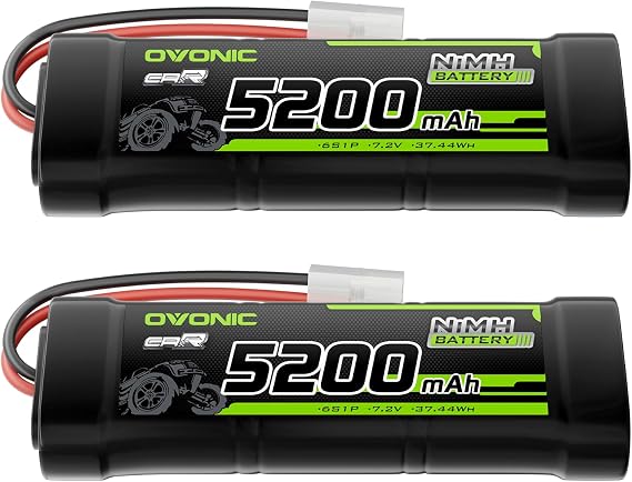 OVONIC Pack de 2 Batteries NiMH 7.2V 5200mAh pour Véhicules RC