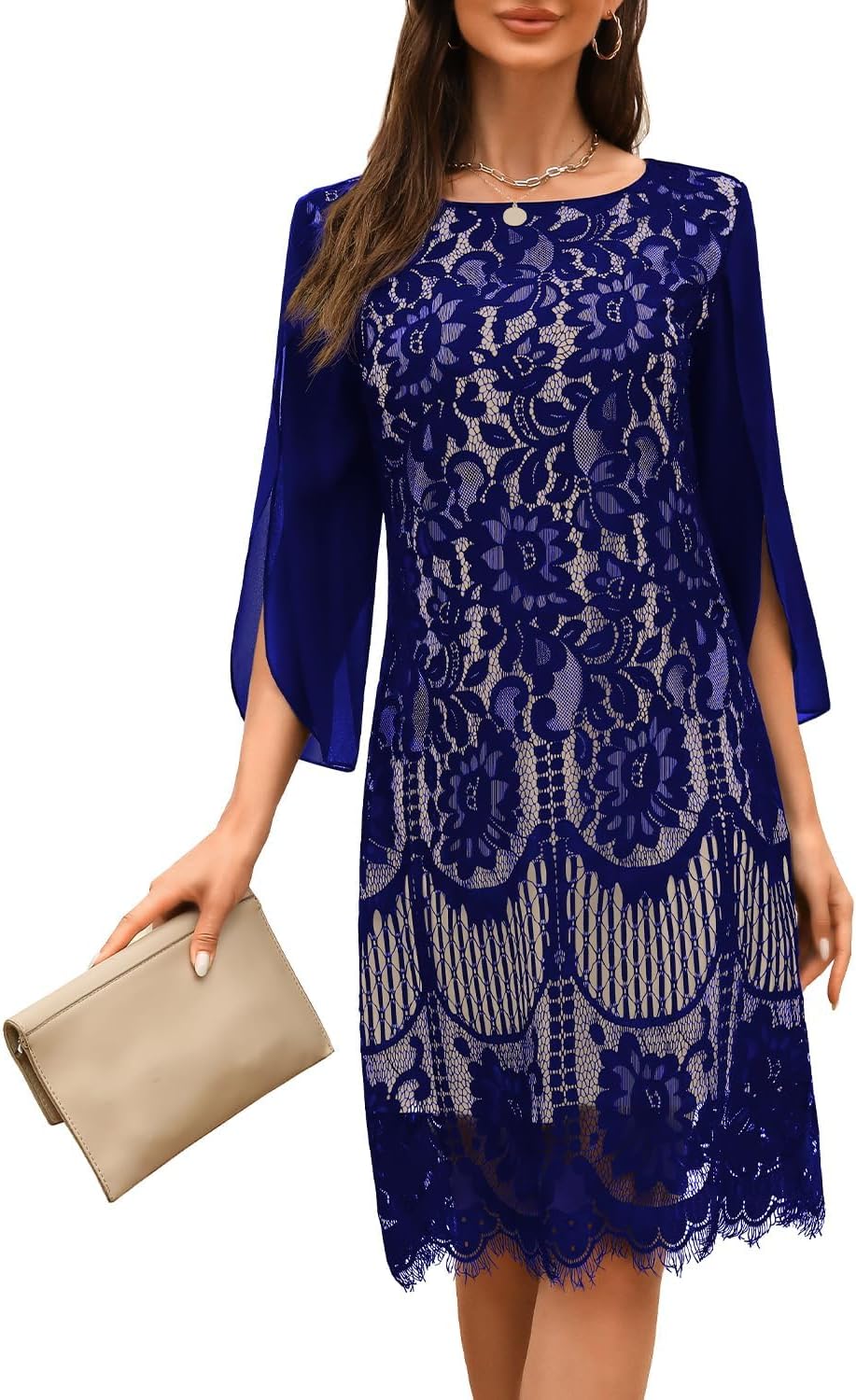 Wedding Guest Cocktail & Formal Dresses for Women - Lace Sequin Prom Evening Dress