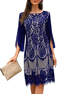 Wedding Guest Cocktail & Formal Dresses for Women - Lace Sequin Prom Evening Dress