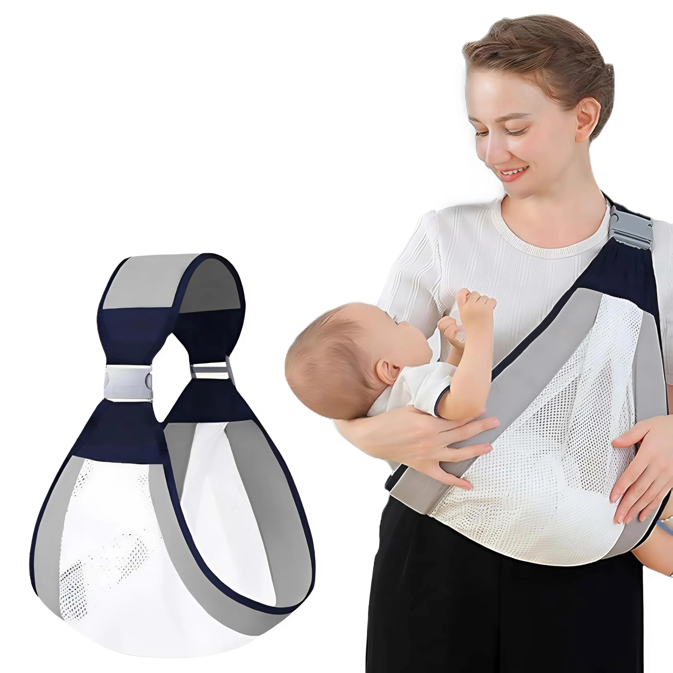 VishAl smart MAll Adjustable Baby Sling Carrier for Newborn to Toddler | Soft Cotton & Breathable Mesh Baby Wrap | Ergonomic, Lightweight & Hands-Free Baby Holder with Thick Shoulder Straps (Multicolor)-image-21