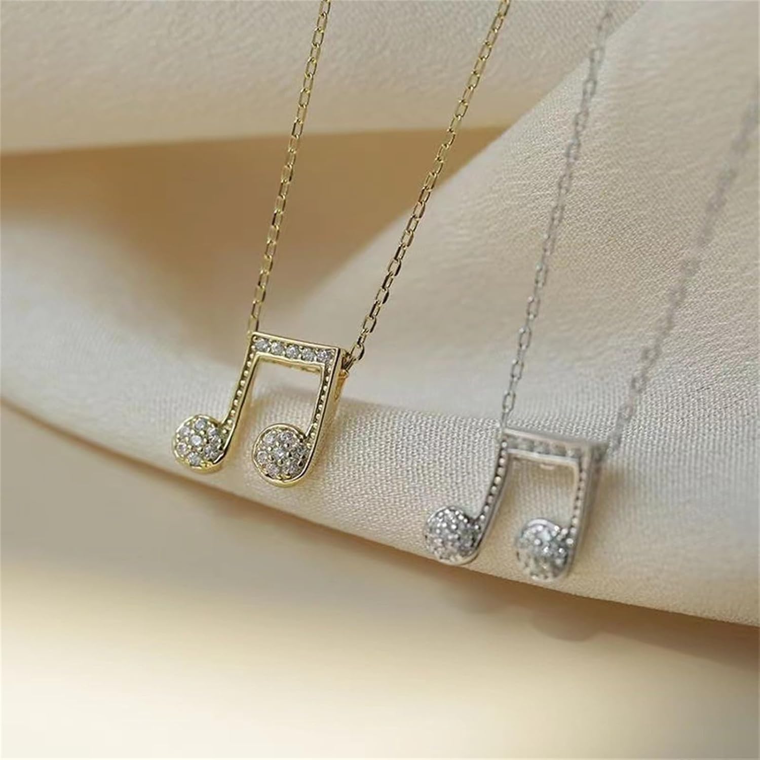 Crystal Treble Clef Music Note Pendant Necklace Charm Personalized Musical Symbols Chic Rhinestone Cubic Zirconia Lightweight Chain Necklace for Women Minimalist Birthday Trendy Jewelry Gifts image 5
