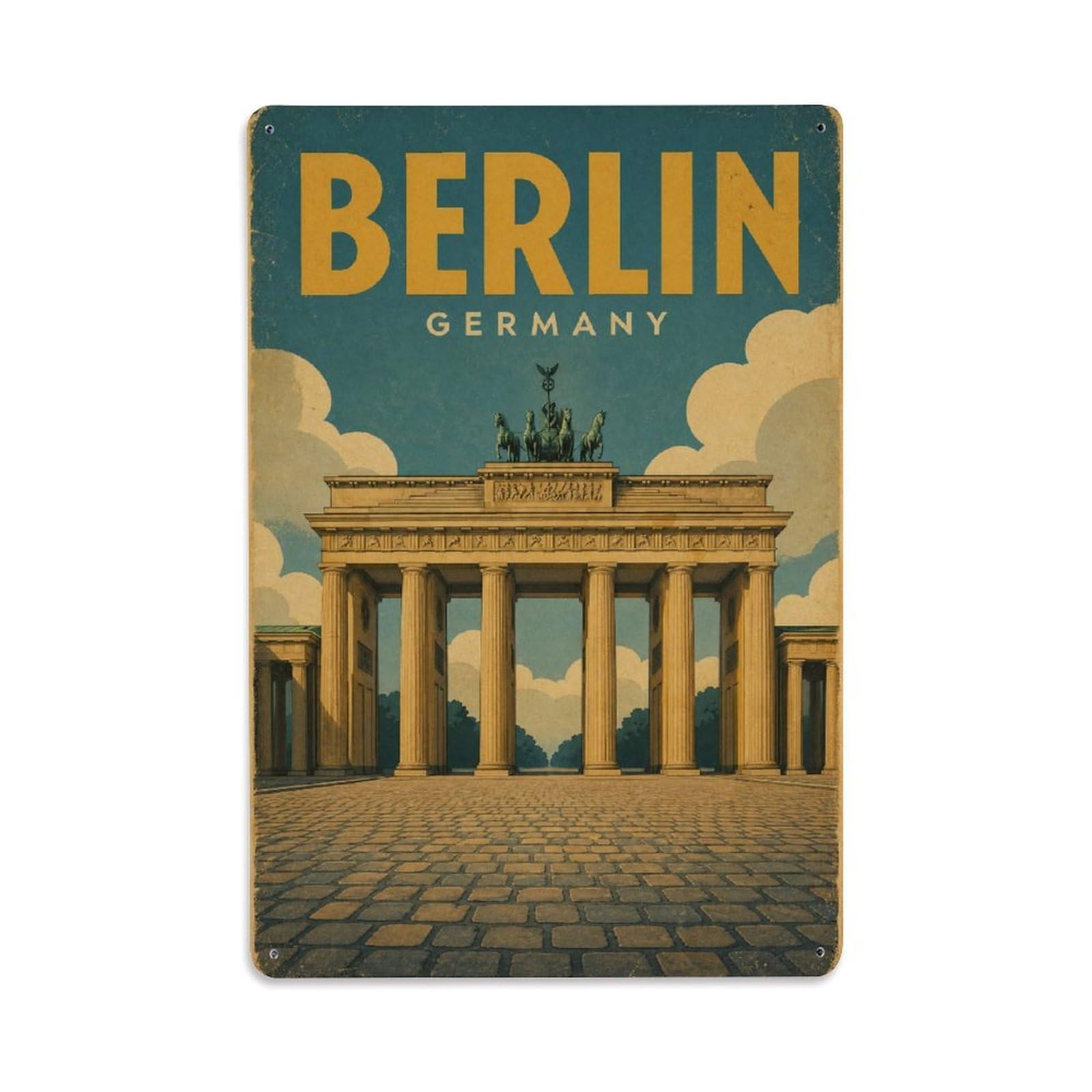 Travel Vintage Germany Berlin Metal Tin Sign Plaque Wall Decor for Cafe, Club Bar, Office, Garden Metal Poster 8x12Inch