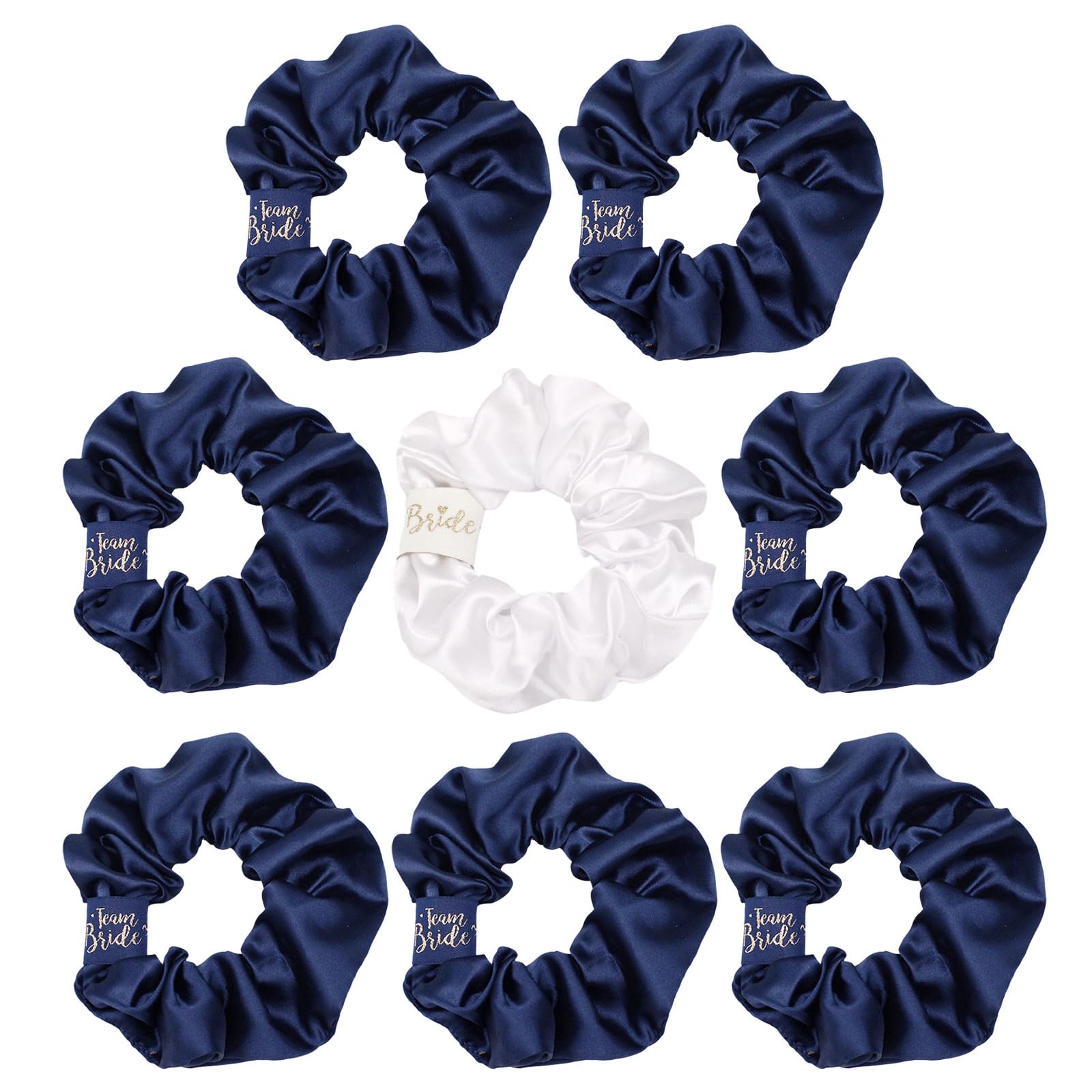 Jaciya Satin Bride Hair Scrunchies Team Bride Hair Ties Set of 8 Bachelorette Party Decoration Bridal Shower Gift Party Favor Wedding Hair Accessories