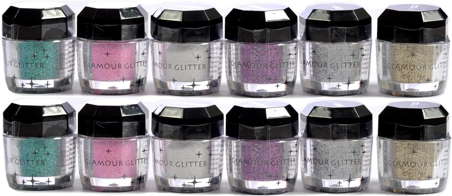 Glomour Glitter For Makeup Eye Shadow,Face Nails 6 Color 1 Dozen