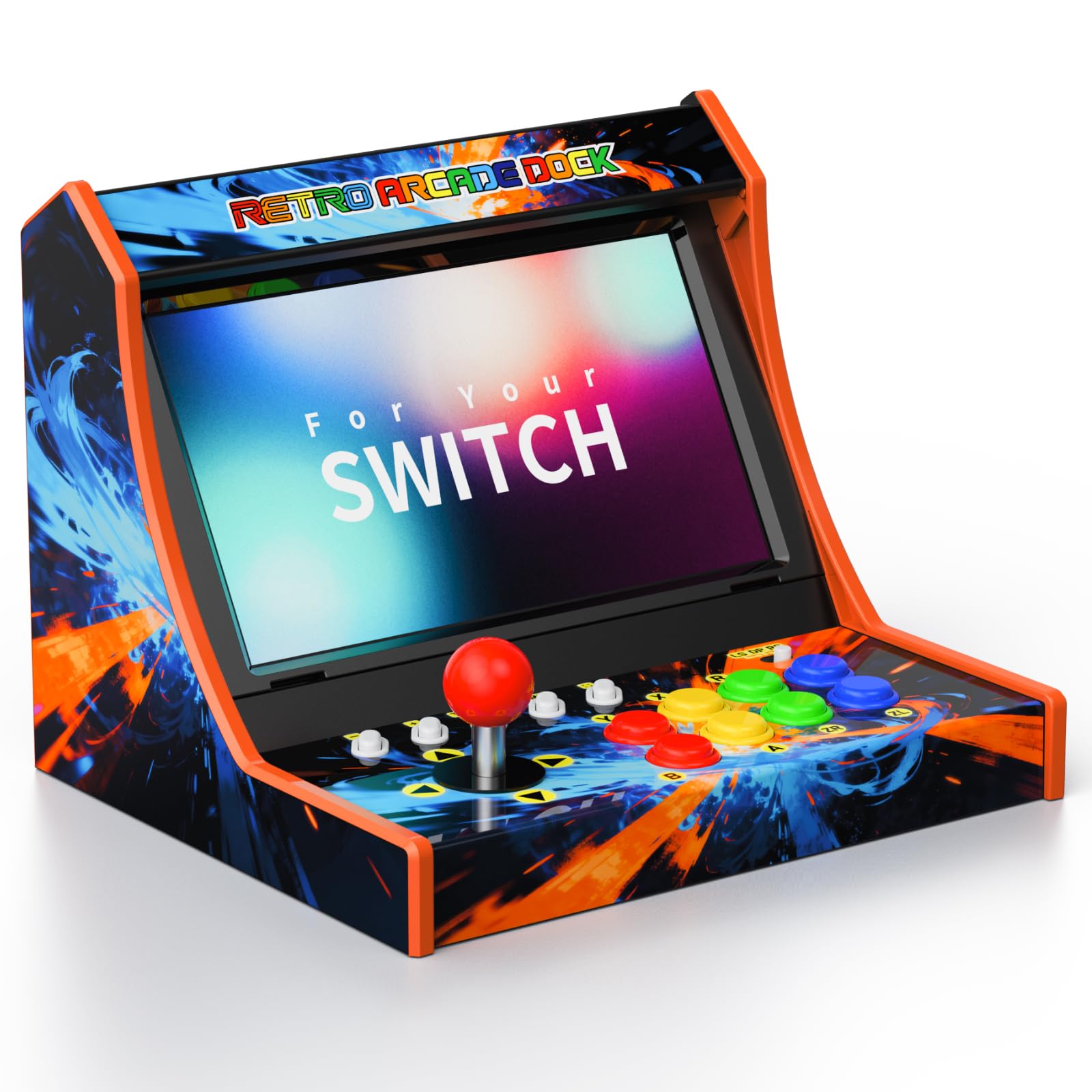 Retro Arcade Machine for Switch/OLED/Switch 2, Portable Arcade Cabinet with Joystick & Turbo Function, 12 Game Card Slots, Plug & Play Table Console Stand, Include a Screen-Casting Cable