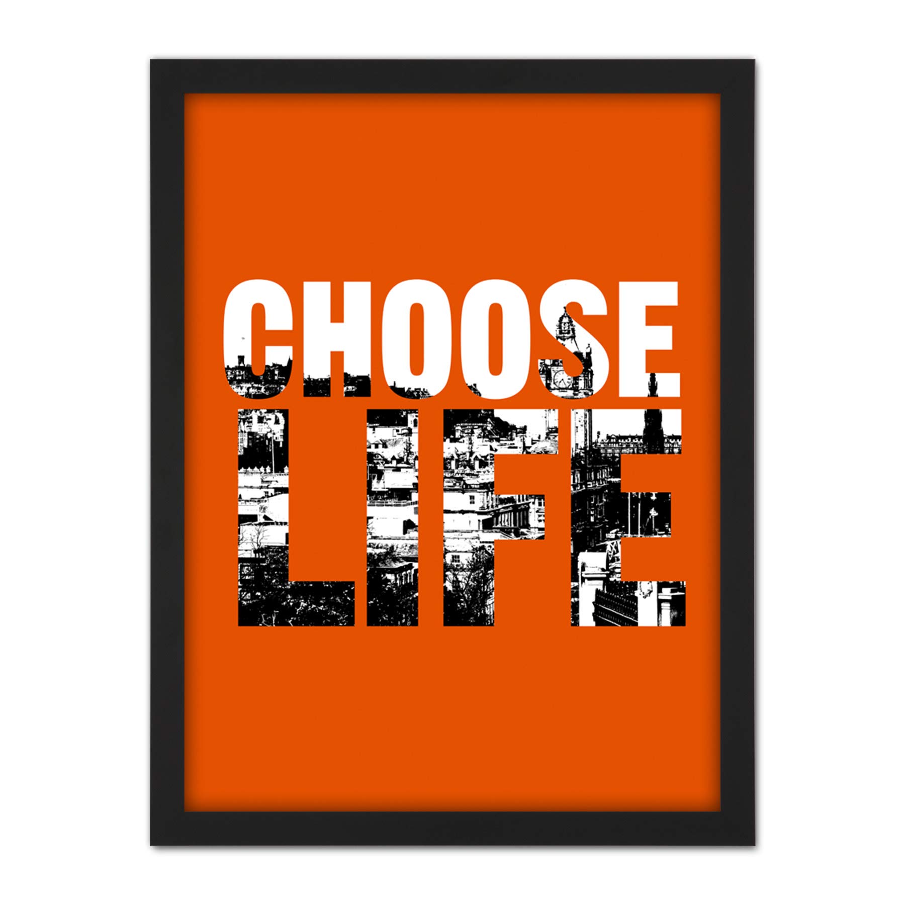 Wee Blue Coo Choose Life Trainspotting Edinburgh Scotland Artwork Framed Wall Art Print 18X24 Inch