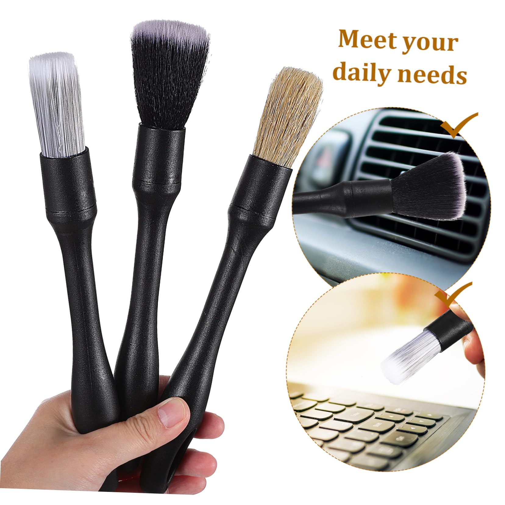 Zerodeko Set Spazzole Pulizia Interni Auto con Testine Sostituibili per Dettagli e Sedili Professionale