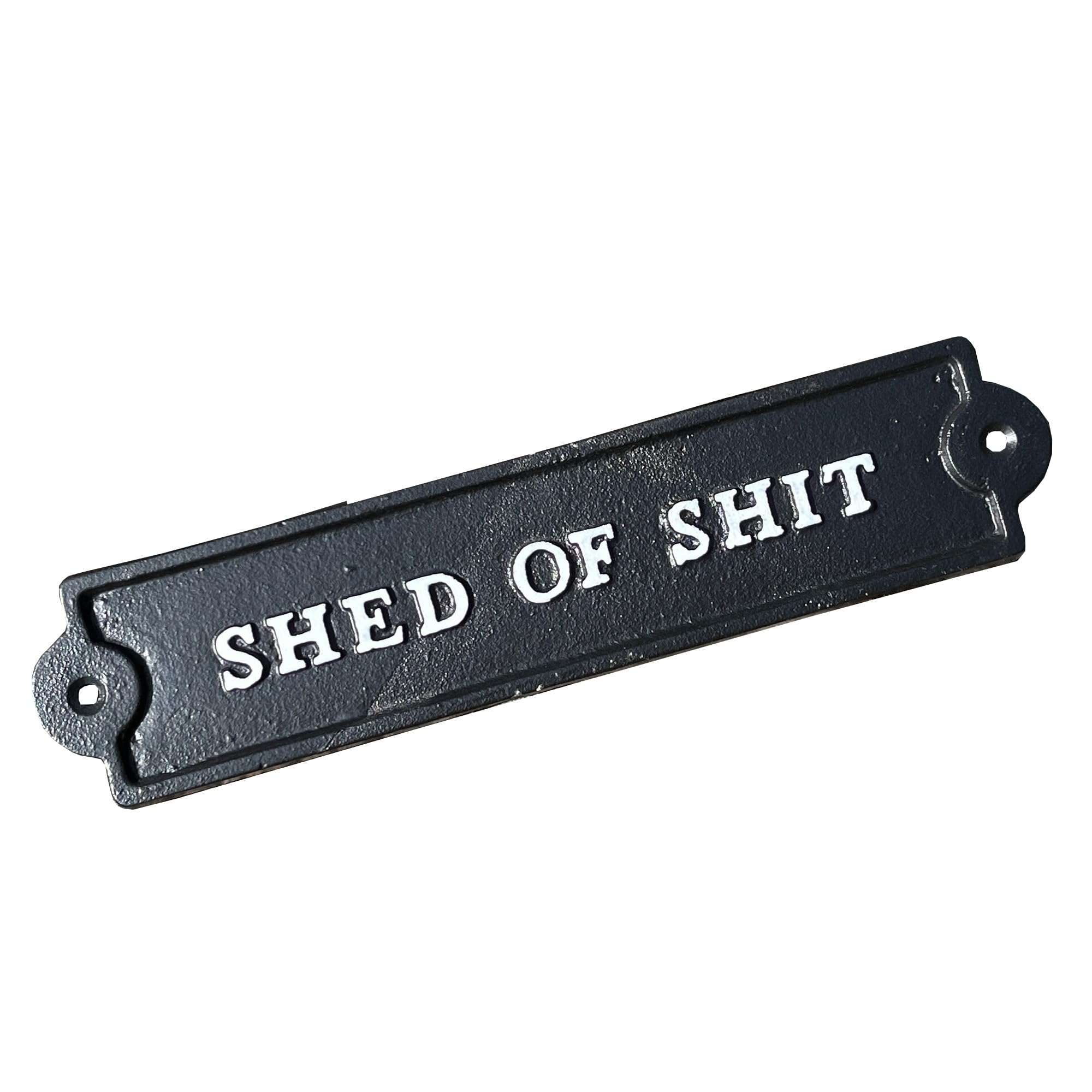 Alfie Francis Black 26.5Cm X 6Cm Funny 'Shed Of Shit' Cast Iron Garden Shed Door Wall Sign Plaque