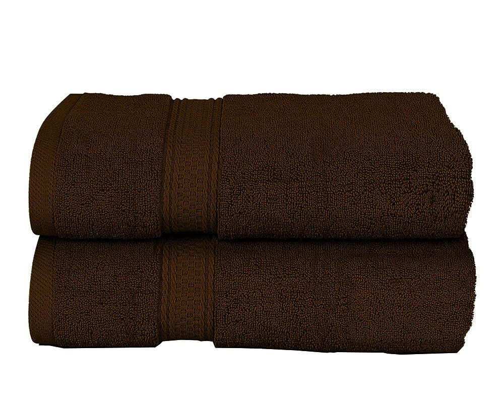Milosc Pack of 2 Large Bath Towels Set Super Absorbent 500GSM 100% Egyptian Cotton Hotel Quality Quest Towel Extra Soft Set (Chocolate)