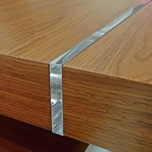 Miniatura 7 de Trimold Moldura de pared, acero inoxidable para despegar y pegar (acabado espejo), moldura metálica autoadhesiva flexible para techo, marco de