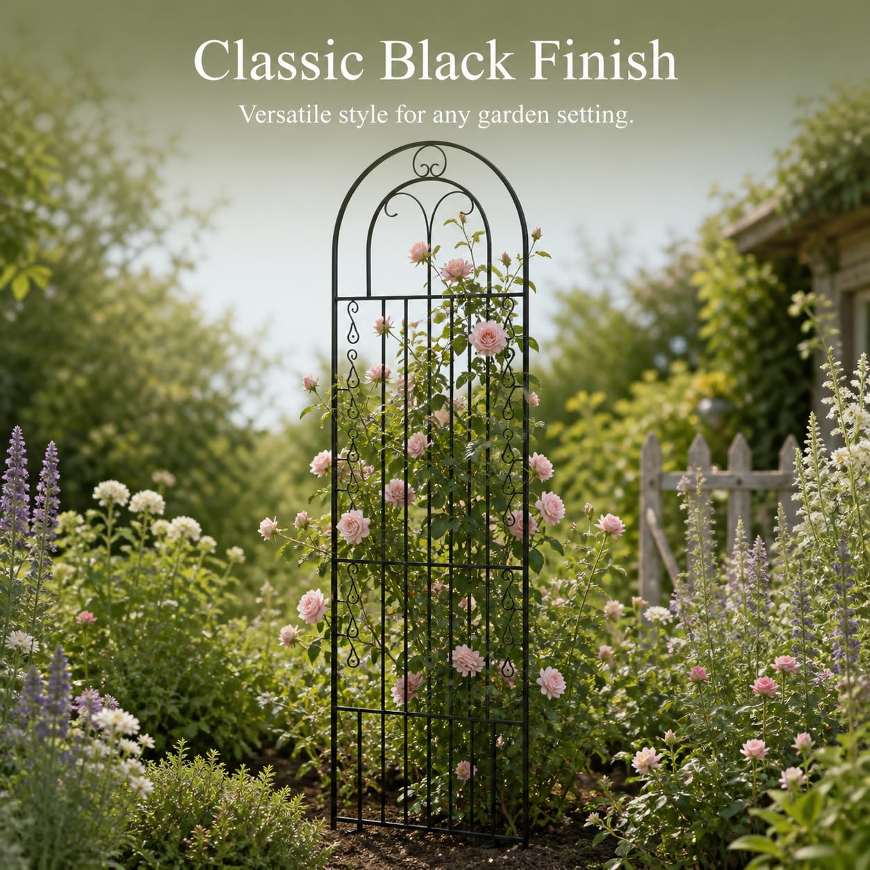 Traliccio Giardino Metallo Supporto, Orizzontali, Elemento per Orto, Passaggi, Per Proprietari Giardino, Nero, 180 cm Altezza 50 cm Larghezza