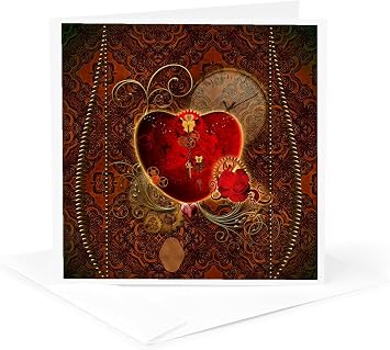 Greeting Card - Wonderful heart with gears and rose, steampunk design - Kohnen Design Holiday Valentines day