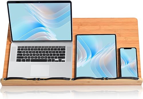 Miniatura 25 de wishacc Atril de bambú para libros de cocina con 5 alturas ajustables de 13.2 x 9.2 pulgadas