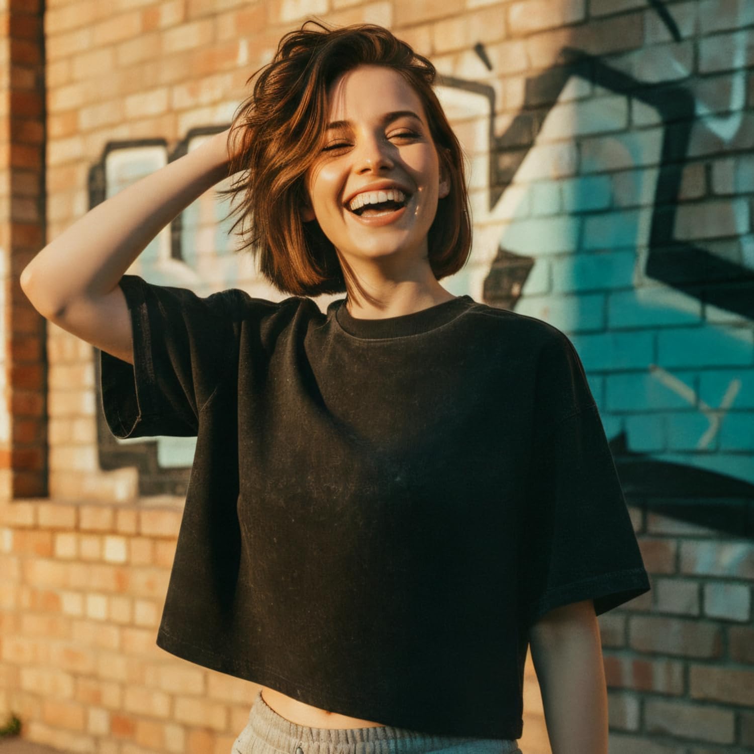 Womens Oversized Vintage T Shirts Casual Cropped Tees Short Sleeve Cotton Acid Wash Tops Workout Boyfriend Short Sleeve Tops - Image 3