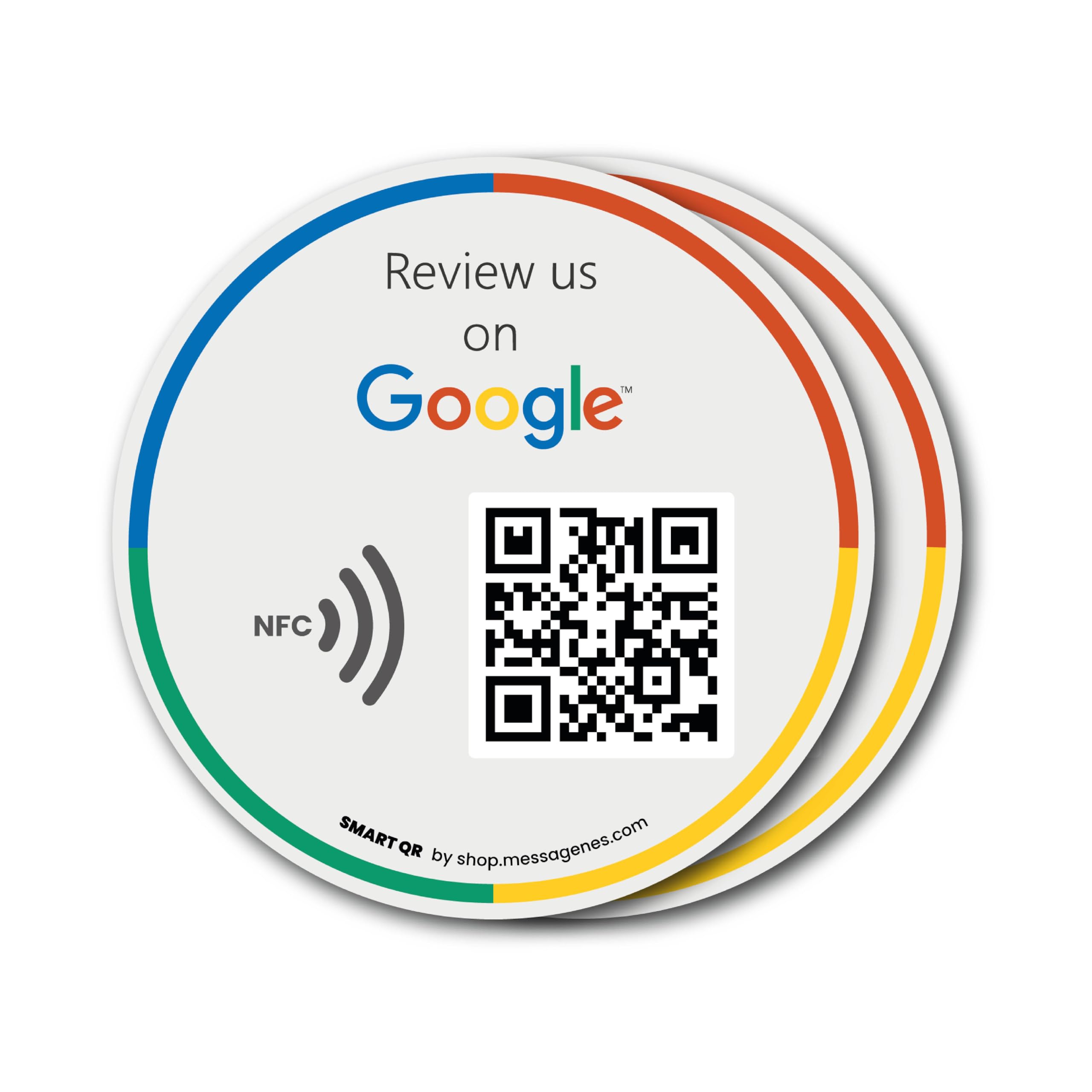 Adesivo riutilizzabile per recensioni di Google, confezione da 2 – NFC QR & Tap – Passaci una recensione su Google Tap Sticker – iPhone e Android – Boost My Reviews Sticker – Imposta a