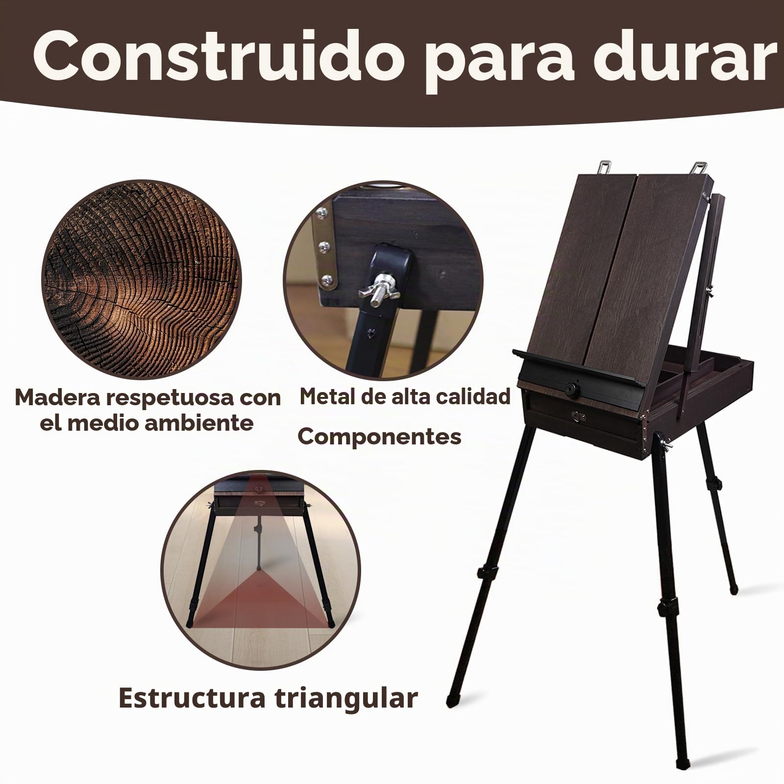 Conda Caballete de estilo francés 70" con patas de aluminio, plegable para bocetos, cajón y soporte de trípode