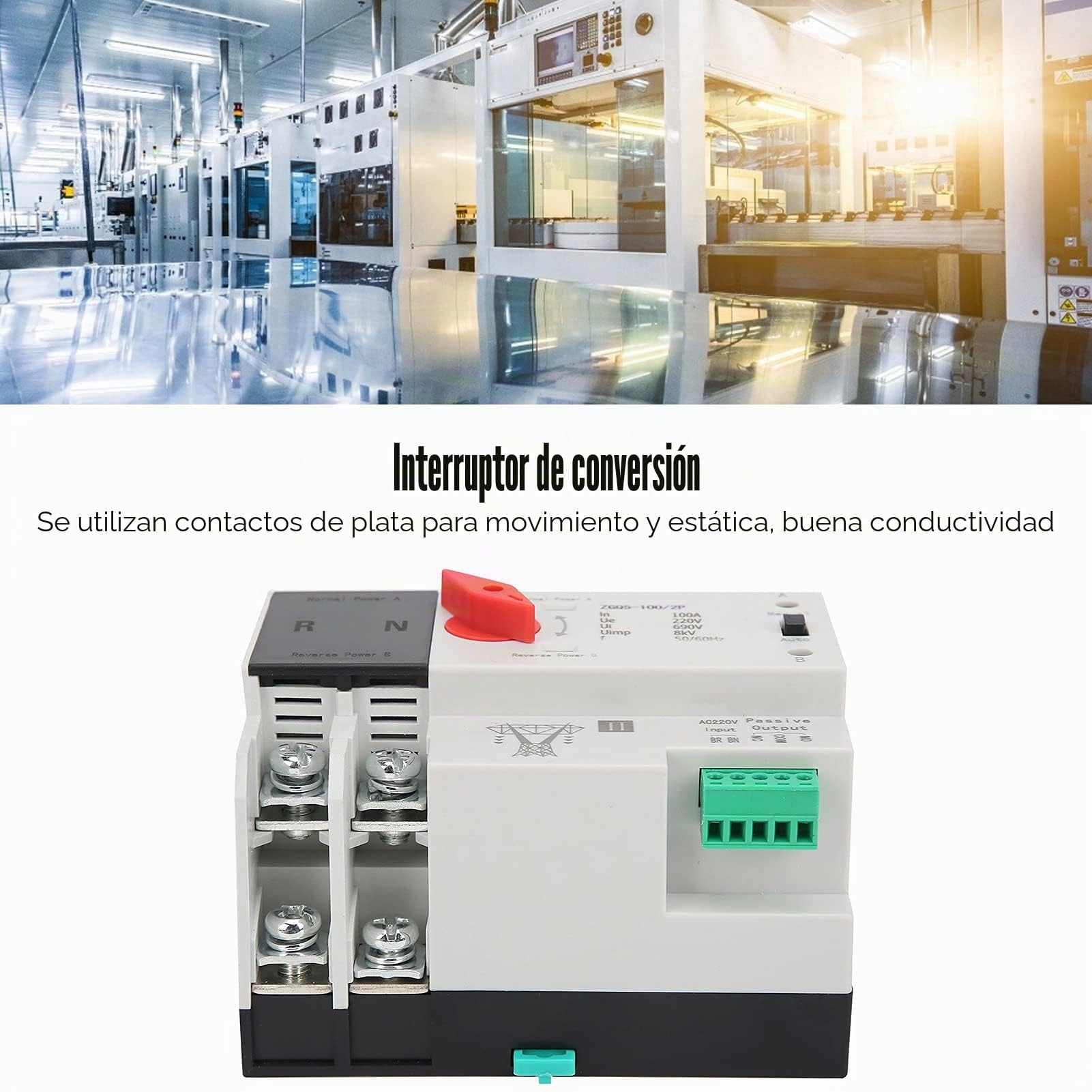 Interruptor de Transferencia Automática de Doble Potencia ZGQ5-100/2P 220V Automática Controlador de Interruptores Selectores para Electricidad Municipal Generador