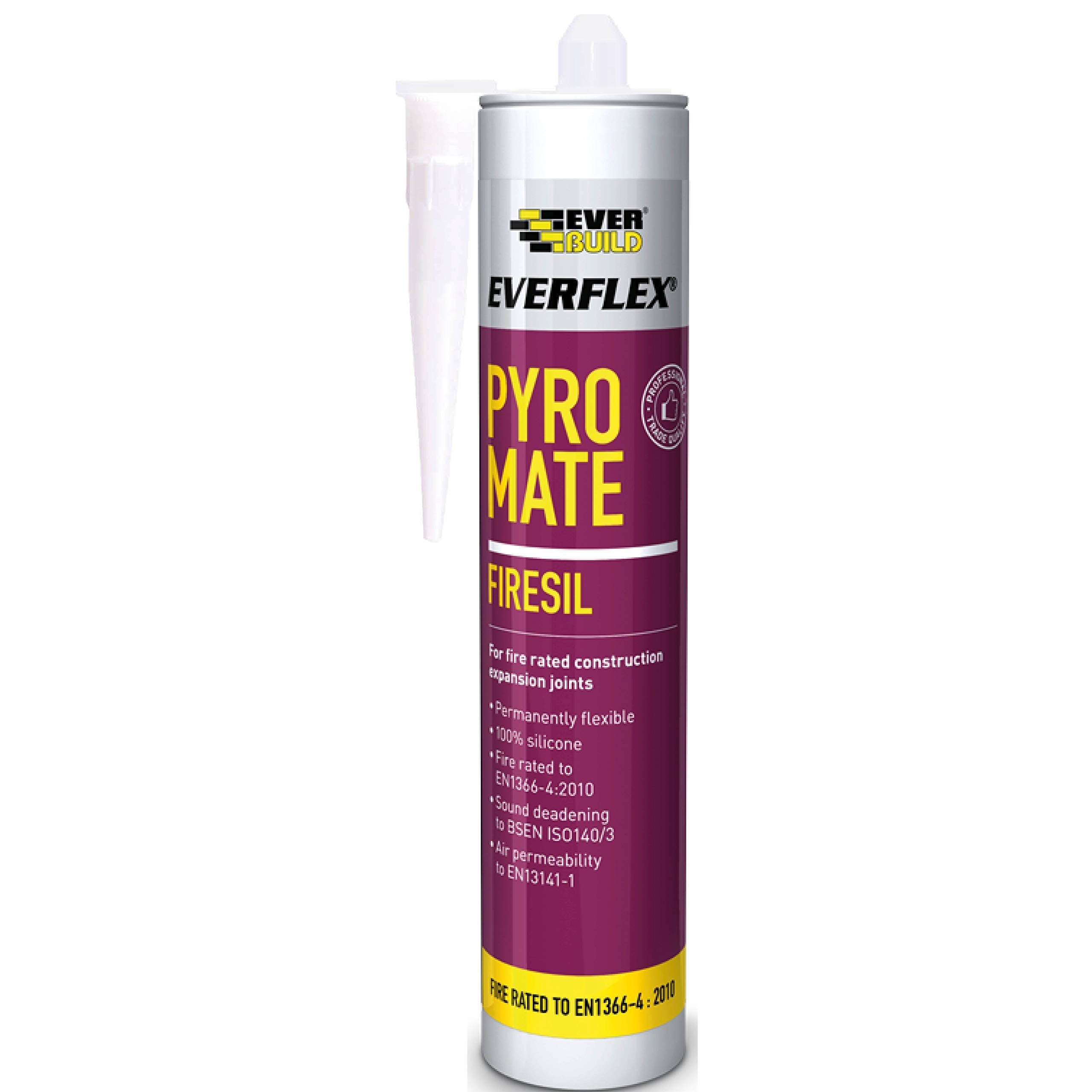 Everbuild Everflex Pyro Mate Firesil Fire Protection Silicone Sealant â€“ Neutral Cure â€“ Excellent Weathering Properties â€“ White â€“ 295 ml