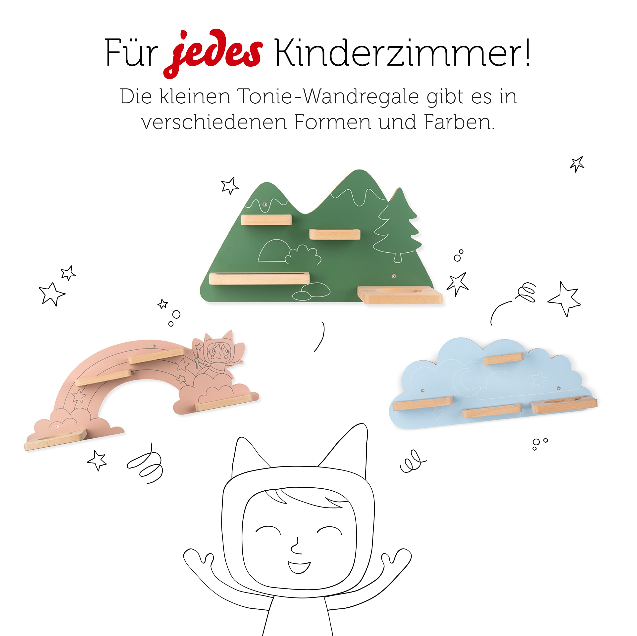 Tonies Regal Auf zum magischen Berg, Regal für Toniebox und Figuren