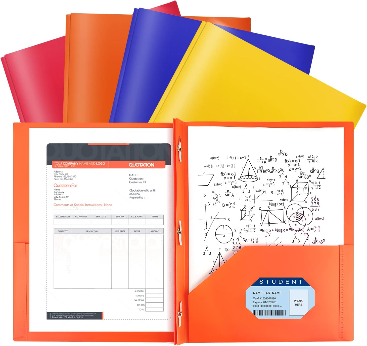 Buy Plastic Folders with Pockets and Prongs, Colored 2 Pocket Plastic