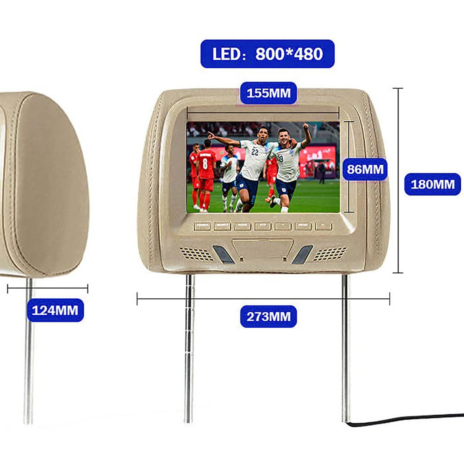 Display per Poggiatesta per Auto da 7 Pollici, Display per Auto MP5, Schermo HD, Trasmettitore FM, Altoparlante Integrato, Interfaccia USB/SD,MP5