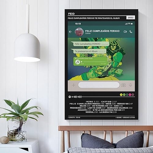Miniatura 4 de Feid - Póster de lienzo con texto en inglés Feliz Cumpleanos Ferxxo, decoración de dormitorio, paisaje, oficina, San Valentín, cumpleaños, sin