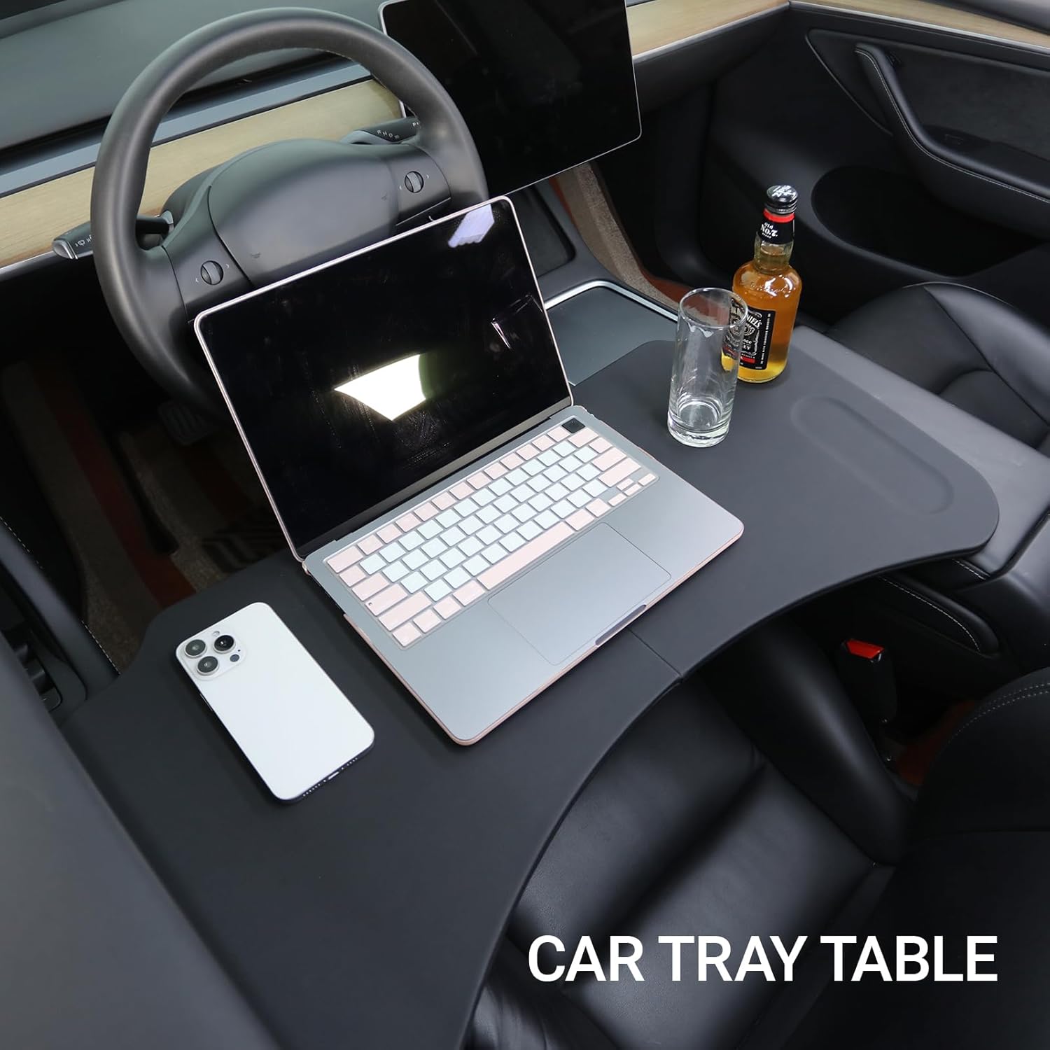 Car Small Table Board Suitable for Tesla and Model Y, Foldable Synthetic Leather for car Interior Accessories, Office and Entertainment Dining Table