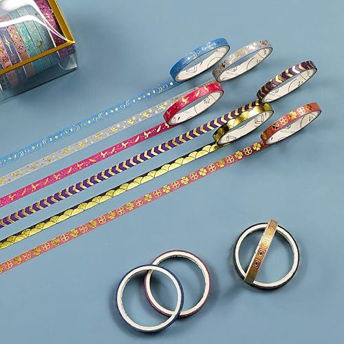 Miniatura 3 de AEBORN Cinta washi delgada morada 20 rollos de cinta washi delgada laminada dorada de 0197in bonita cinta washi para diario de viñetas álbum de