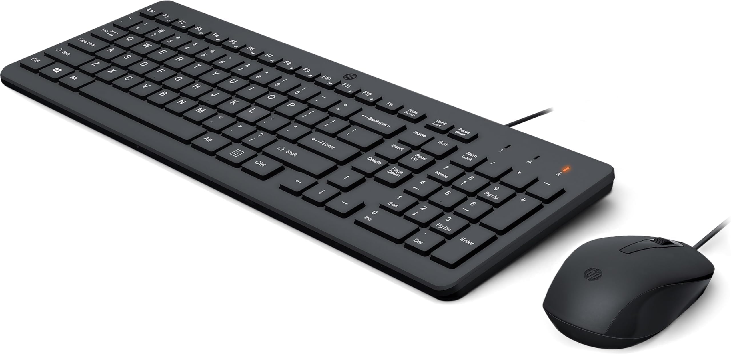 HP 150 Wired Mouse and Keyboard Combo | 1600 DPI | Ergonomically Designed and Quiet Performance | F12 Functions | LED Indicators | USB-A Connection