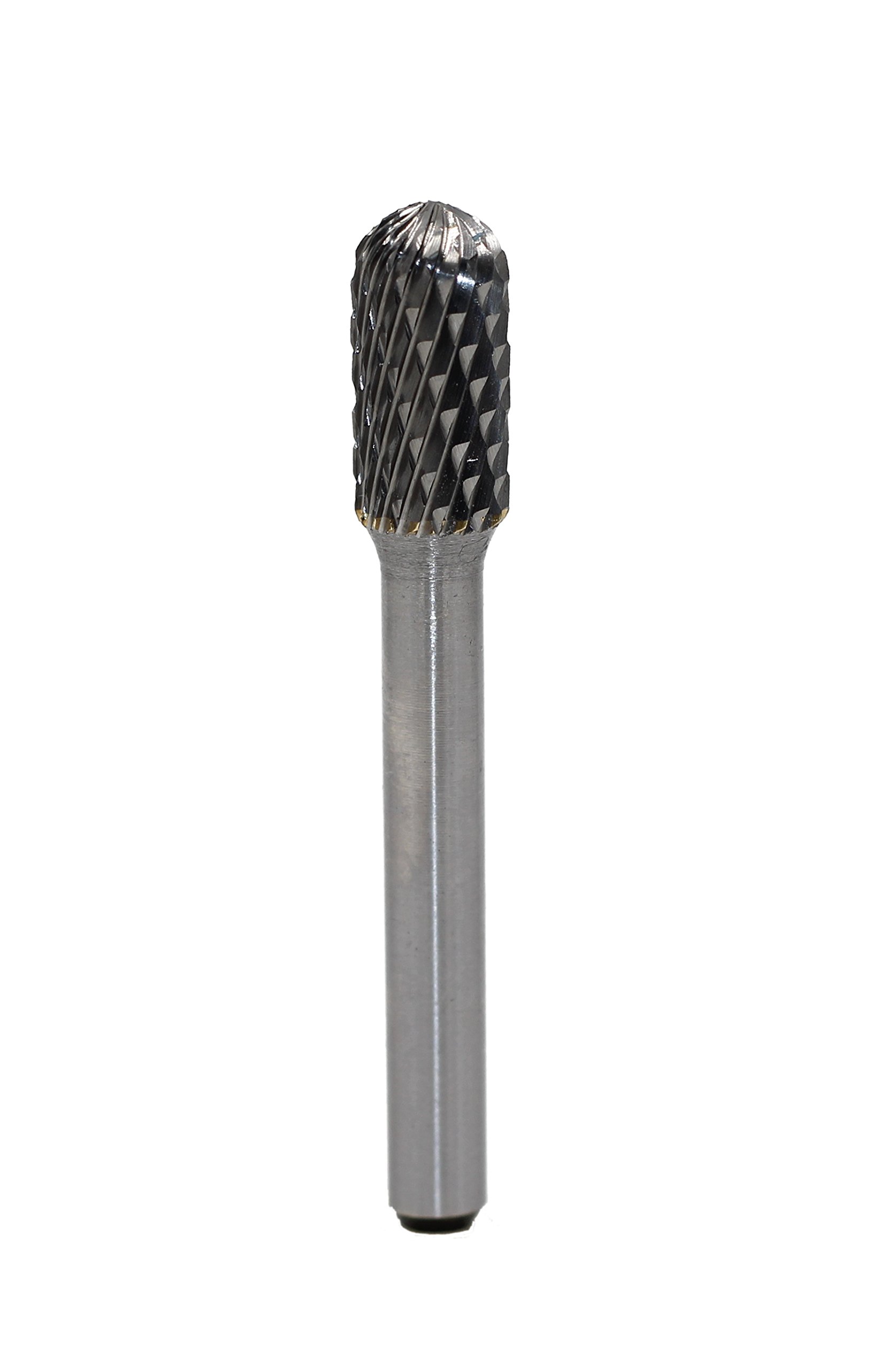 SC-3 Tungsten Carbide Burr Cylinder Ball Nosed Shape Double Cut Rotary Burr File(3/8” Cutter dia X 3/4”Cutter Length) with 1/4’’ Shank dia,1pcs — Amazon image 2