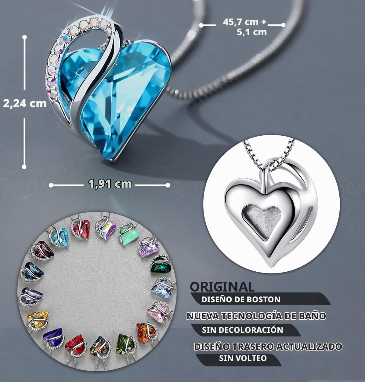 Leafael Collar de Mujer con Birthstone de Cristal | Collar Hipoalergénico con Caja de Regalo Incluida