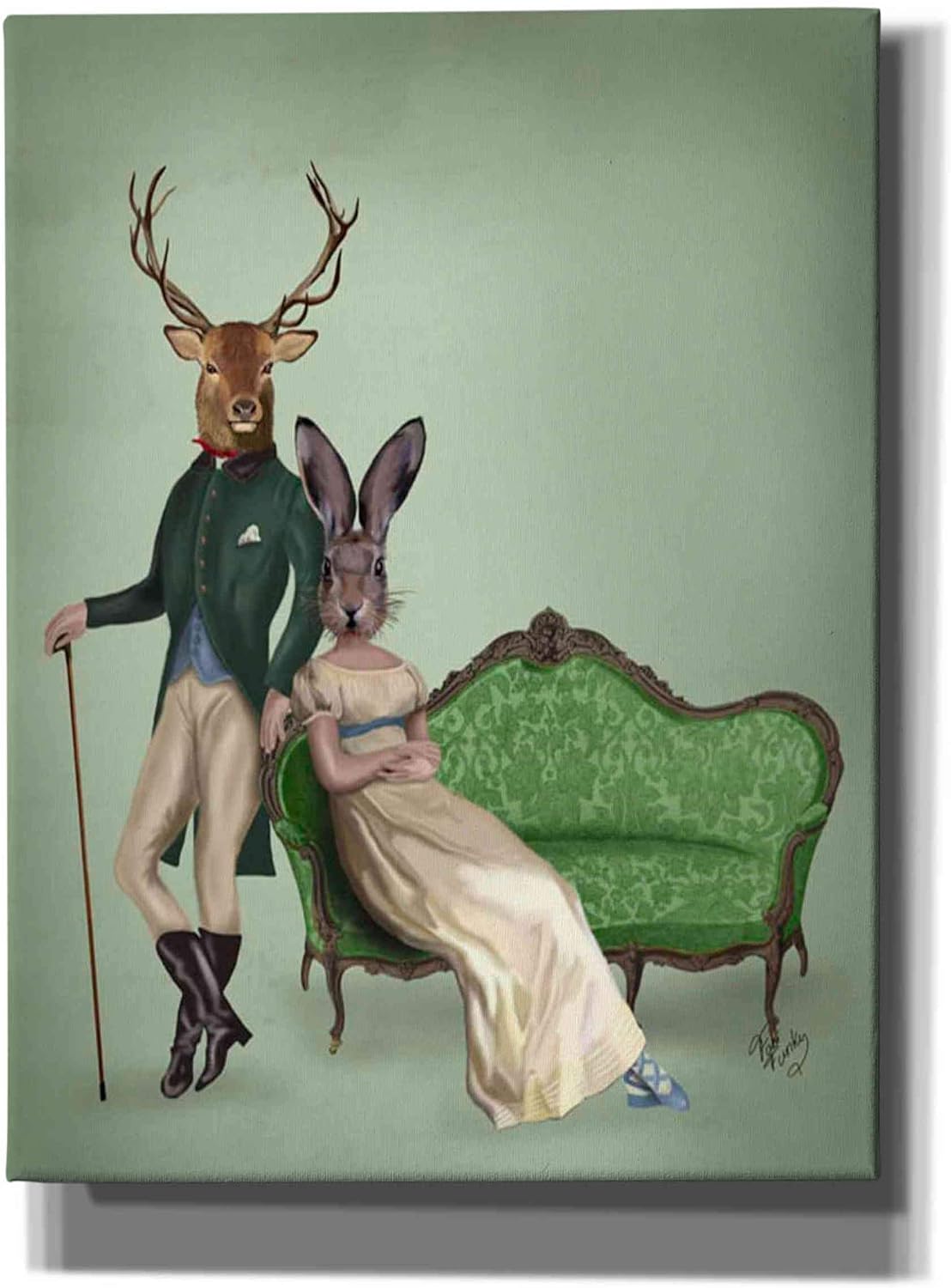Epic Graffiti 'Mr Deer and Mrs Rabbit' by Fab Funky Canvas Wall Art, 12"x16"