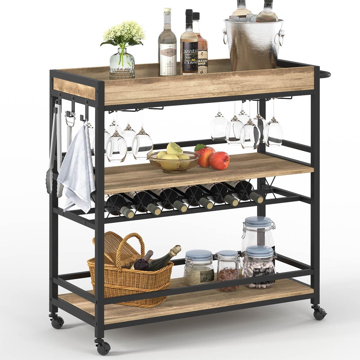 Amazon.com - BON AUGURE Bar Cart for The Home, Bar Serving Carts on ...