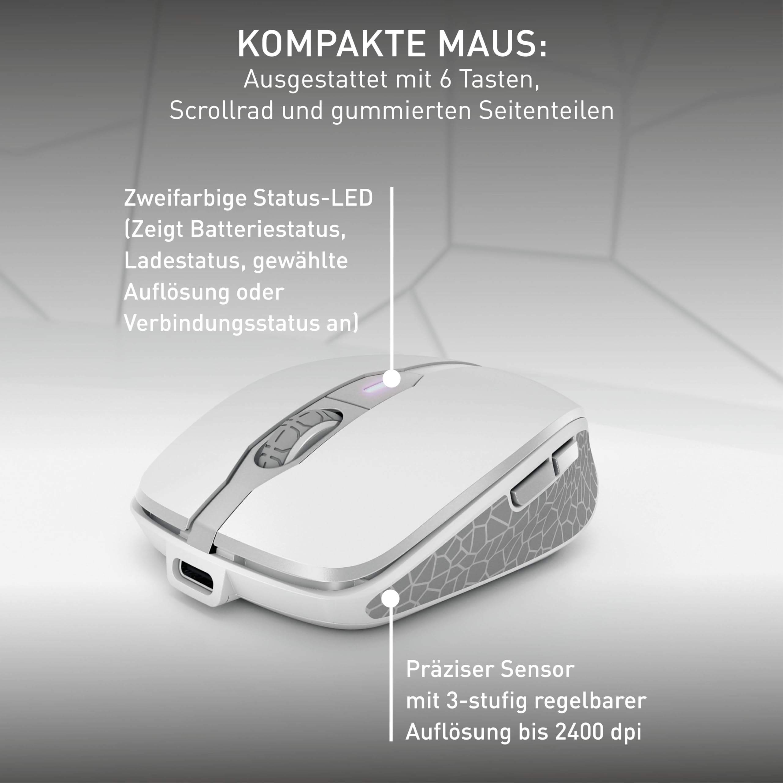 CHERRY DW 9100 Slim, Kabelloses Tastatur- und Maus-Set, Deutsches Layout (QWERTZ), Bluetooth & 2,4 GHz Funk, Leise Tasten, Wiederaufladbar, Weiß-Silber