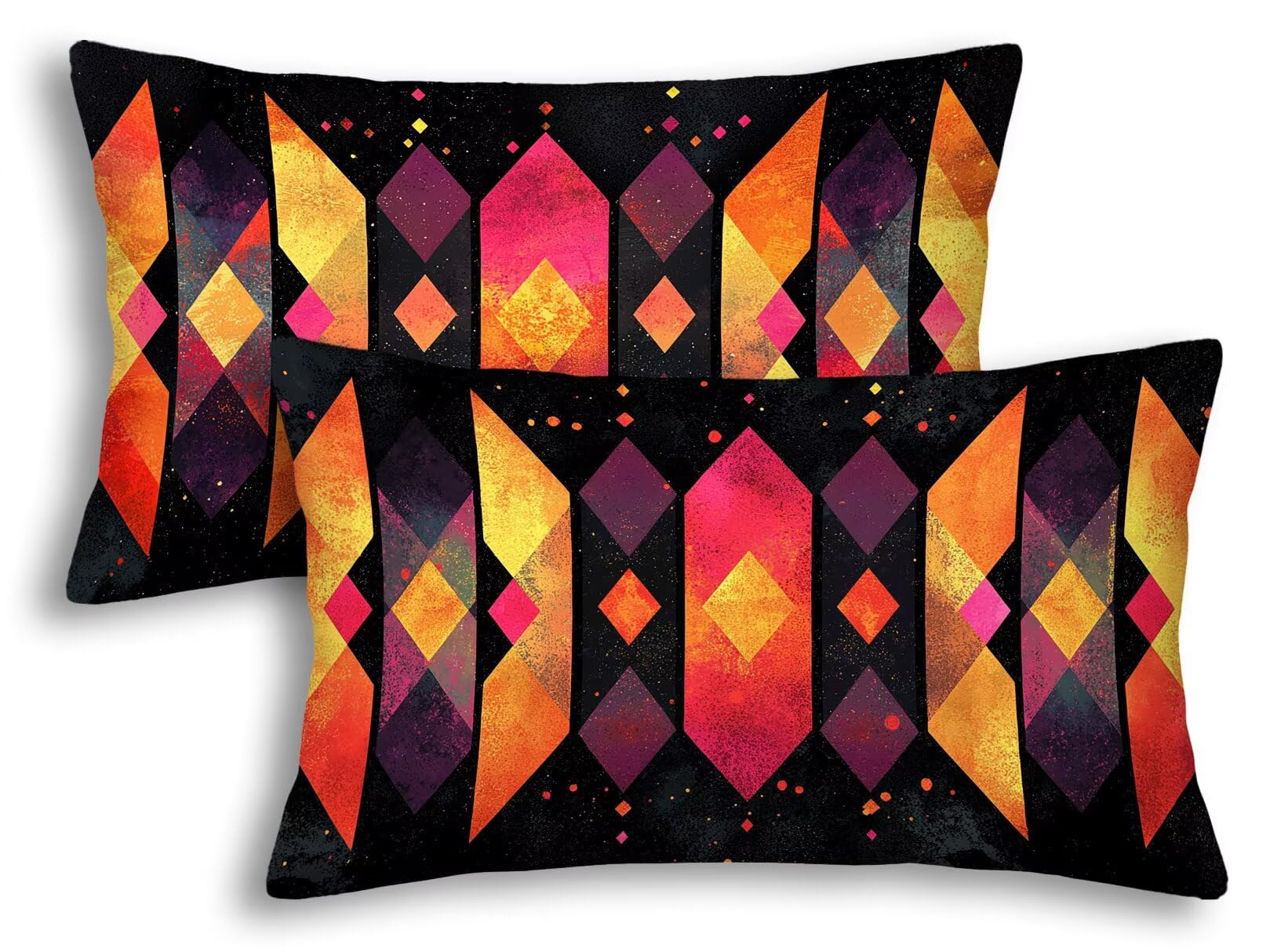 Housse coussin 40x80 lot de 2 anti-plis en velours noir protecteur