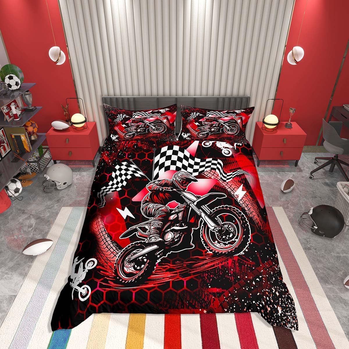 Parure de lit motocross double le cadeau d'anniversaire idéal pour enfant passionné