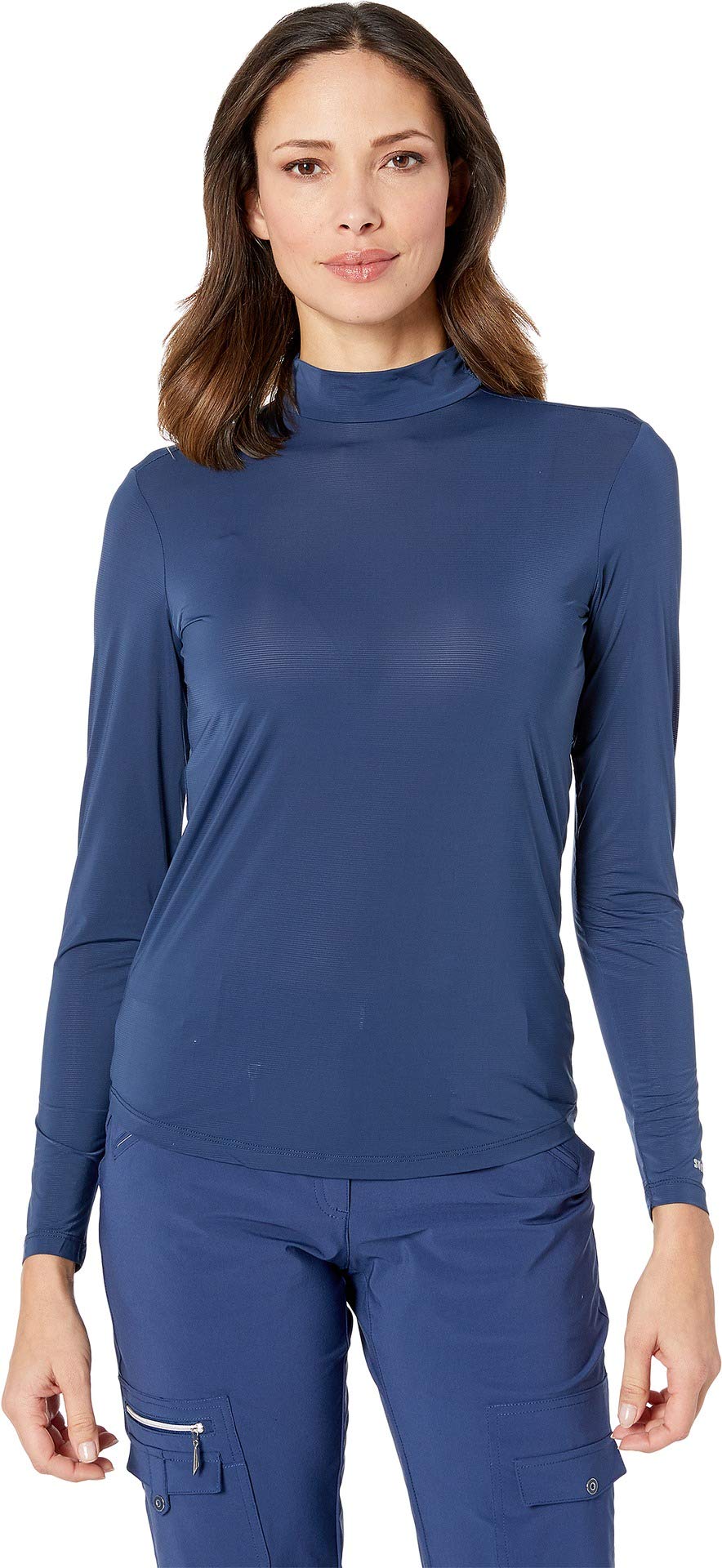 Jamie Sadock® Sunsense® Mandarin Collar Layering Shirt for Women – Long Sleeves – Blended Nylon Moonlit Navy SM One Size