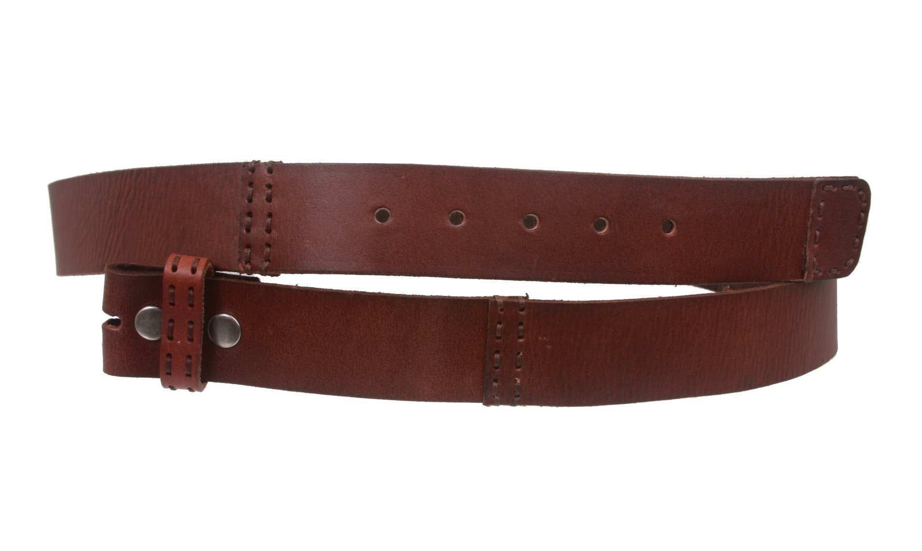 1 1/2 Inch Wide Snap On Oil Tanned Leather Belt Strap Size: M - 36 Color: Brown