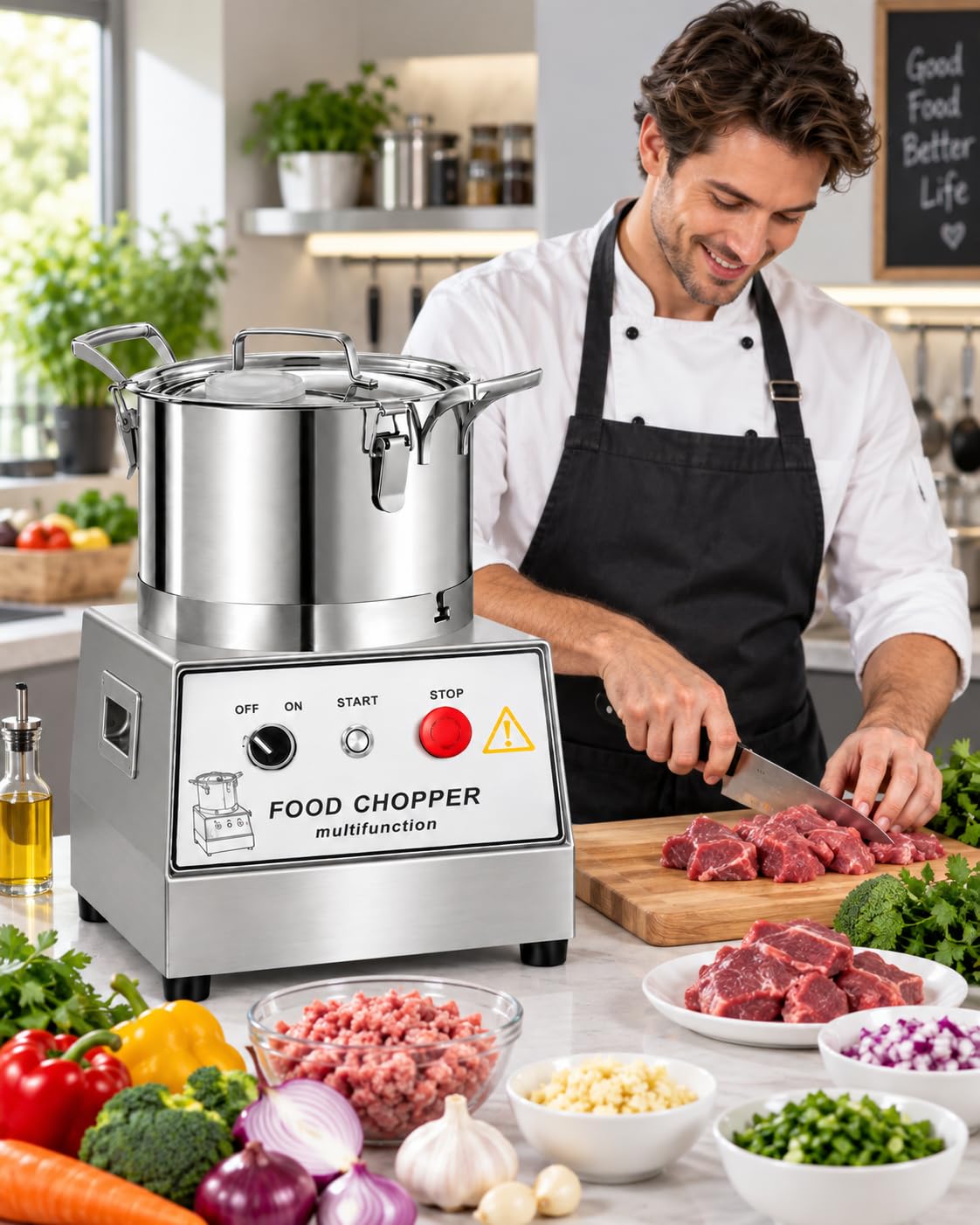 Tritatutto In Acciaio Inox, Robot Da Cucina Elettrico Professionale 10L