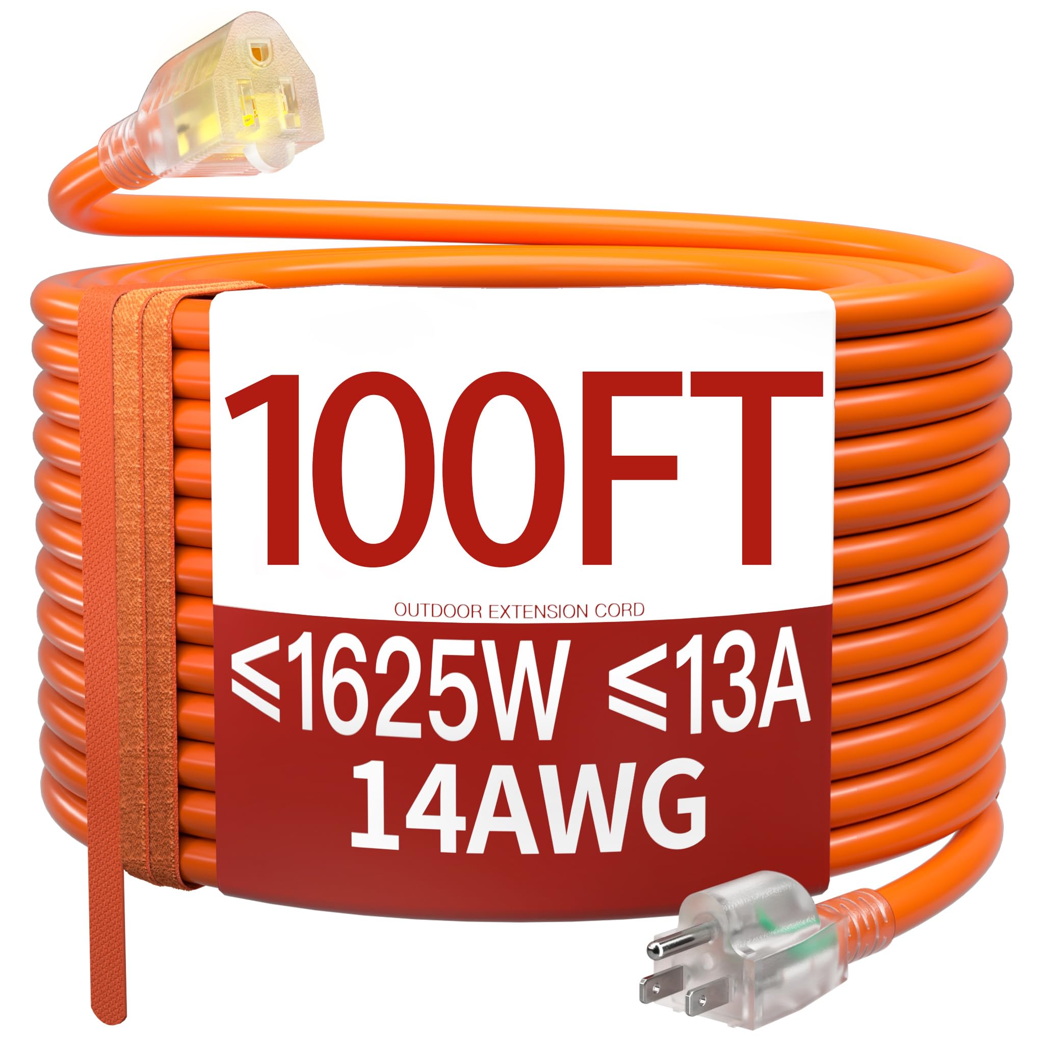 Skrizcable 14/3 100 FT Extension Cord Outdoor, Power Cord Orange