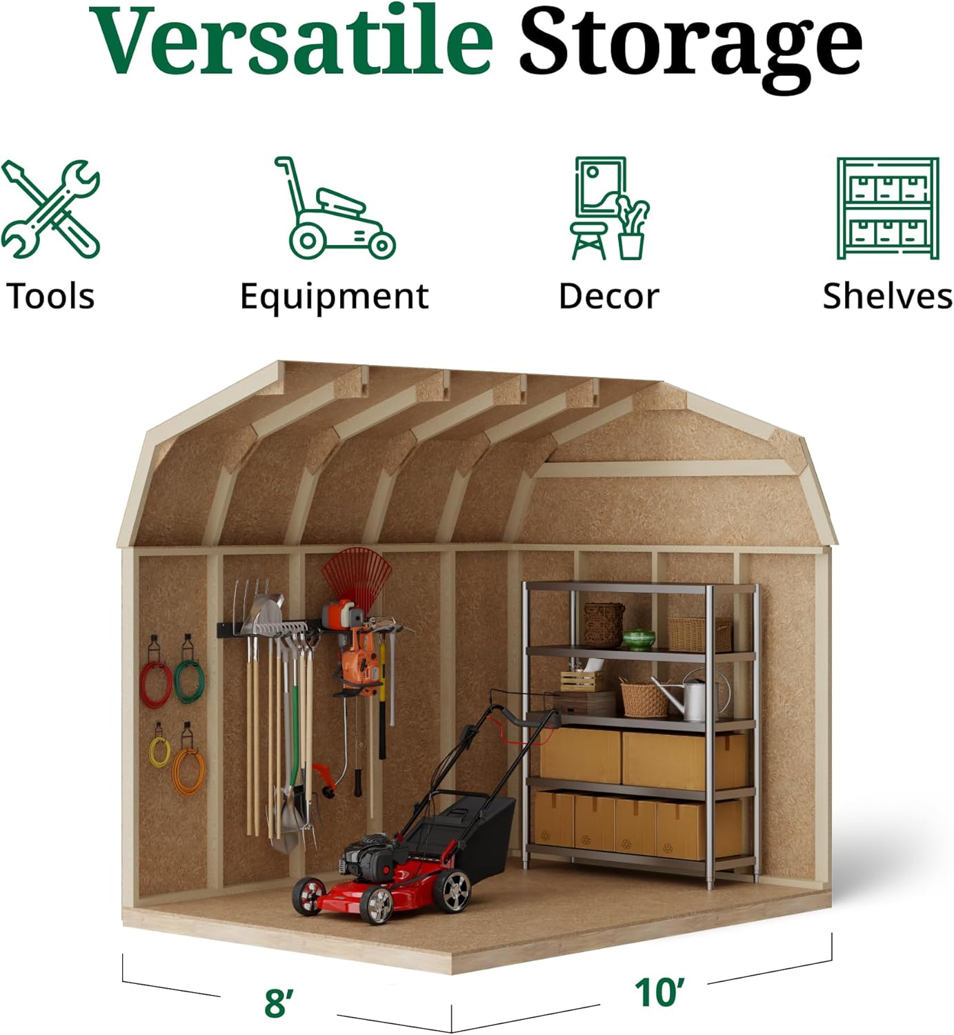Little Cottage Co. 8x10 Value Gambrel Barn with 6 ft. Sidewalls, Outdoor Wood Storage Shed Do-It-Yourself Precut Kit