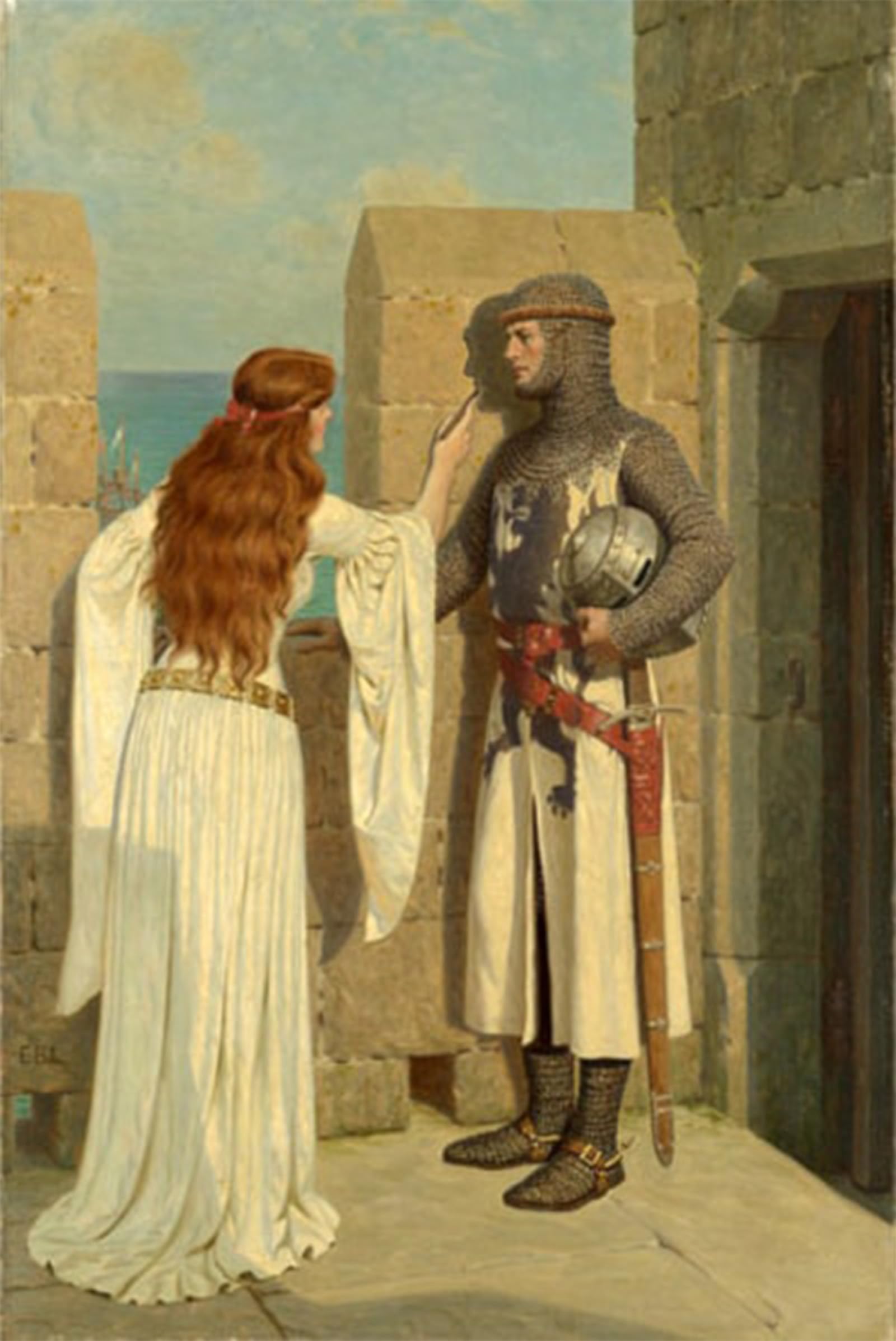 ARTXLXXBN Famous Painting Canvas Artwork Graffiti Print the Shadow by Edmund Blair Leighton Portrait Canvas Image for Home Decor 60x90cm