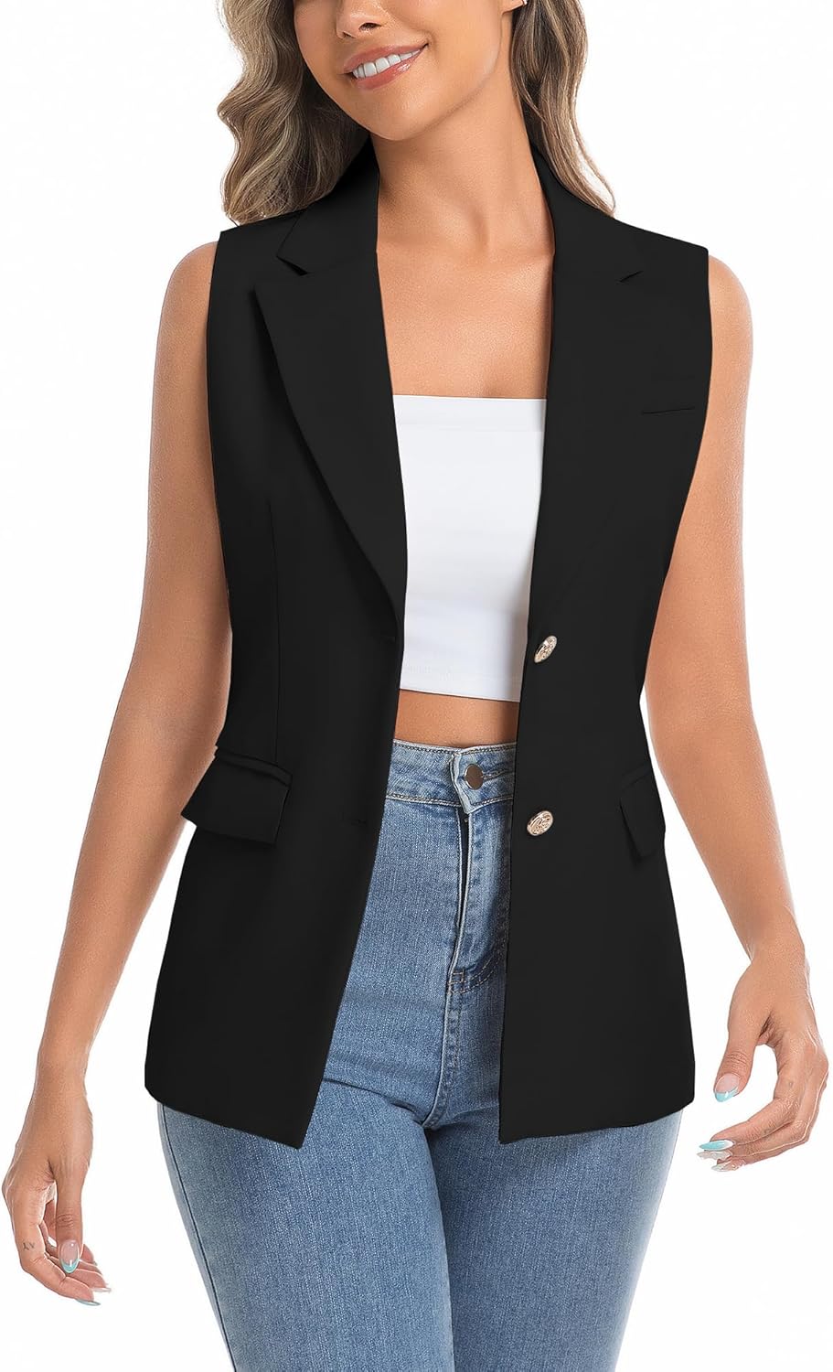 IDEALSANXUN Womens Vests Fashion Casual Dressy Sleeveless Blazer Suit Vest Tops