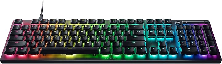 Razer DeathStalker V2 (Kırmızı Anahtar) - Optik Düşük Profilli Oyun Klavyesi (Doğrusal Optik Anahtarlar, Çıkarılabilir Cable, Lazerle Kazınmış Tuş Başlıkları, RGB) US-Düzeni | Siyah